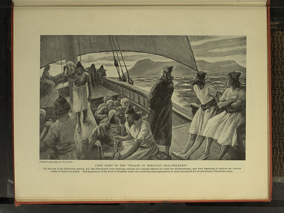 Vintage Phoenician History - First Sight of the "Pillars of Hercules (Baal-Melkart)" (published circa early 20th century)