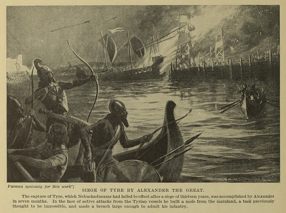 Vintage Phoenician History - Siege of Tyre by Alexander the Great (published circa early 20th century)
