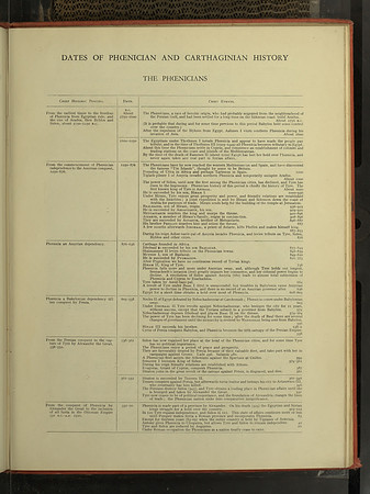 Vintage Table - Dates of Phoenician and Carthaginian History (1) (published circa early 20th century)