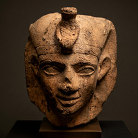 Limestone head of a Phoenician king, sculpted in the style of a pharaoh, from the city of Tyre (circa 700-600 BCE) (AI enhanced)