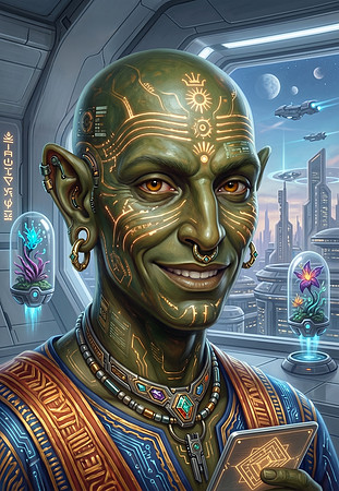 Grinning Phoenician Alien