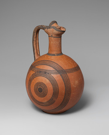 Terracotta jug with concentric circles (Cypriot circa 750-600 BCE)