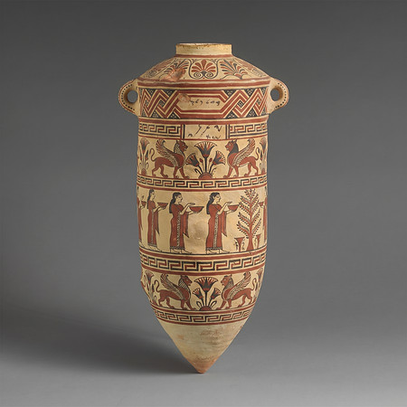 Terracotta amphora with a procession of women offering libations to the Tree of Life (attributed to the Bold Frontiers Painter circa 2026)