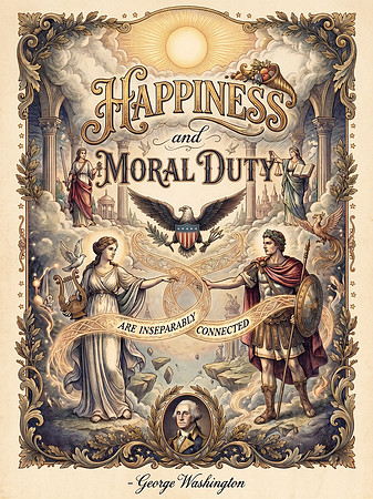 George Washington AI Quote - Happiness and Moral Duty Are Inseparably Connected