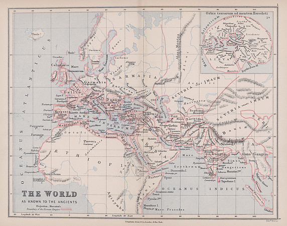 Vintage Map - The World as Known to the Ancients