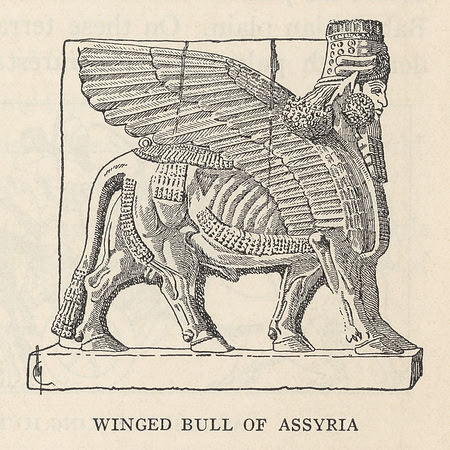 Vintage Illustration - Winged Bull of Assyria