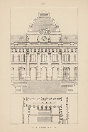 Vintage French Image Plate - Courtyard of the Palais de Justice in Paris