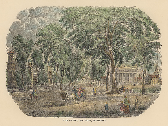 Vintage Color Image Plate - Yale College, New Haven, Connecticut.