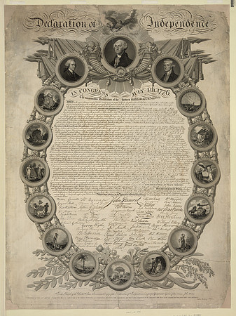 USA Declaration of Independence (1819 facsimile in an ornamental oval frame)