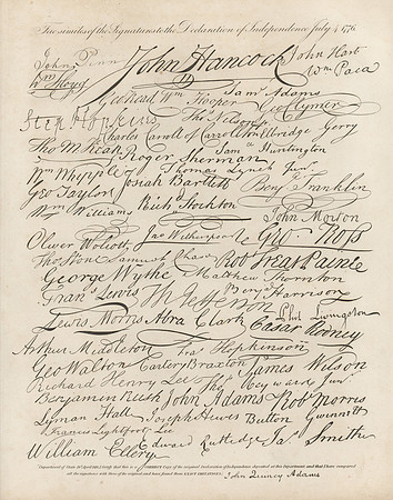 Vintage Image Plate - Facsimiles of the Signatures to the Declaration of Independence July 4 1776.
