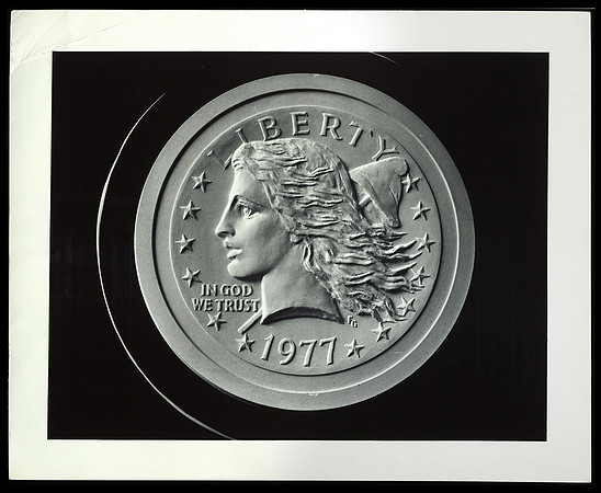 Plaster Model of Liberty Dollar with Phrygian Cap Photograph, Philadelphia, Pennsylvania, United States, 1977