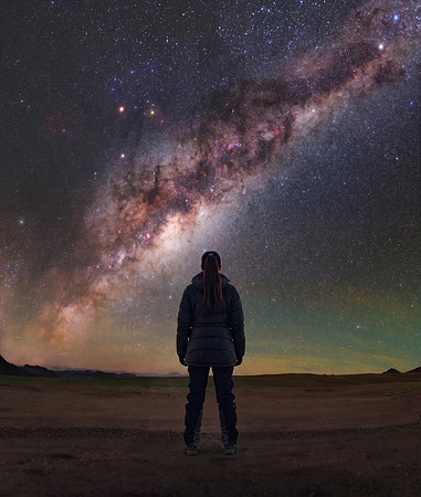 Woman meets Milky Way