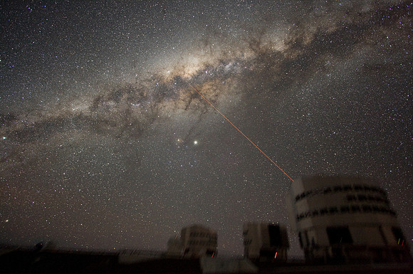 The planet, the [Milky Way] galaxy and the laser (Paranal Observatory, Atacama Desert, Chile)