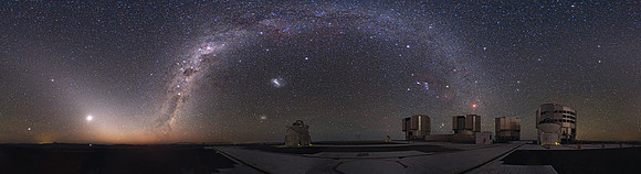 Eclipsed Moon and Milky Way Arch (Paranal Observatory, Atacama Desert, Chile)