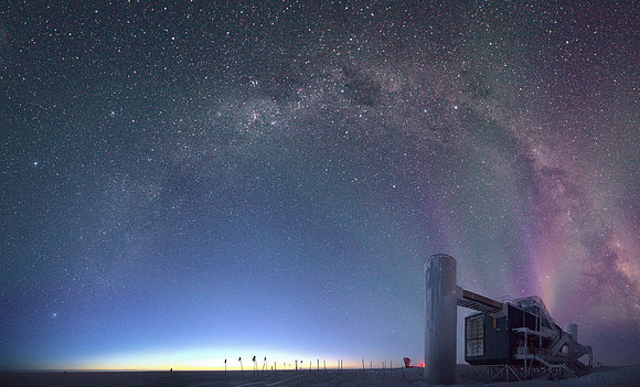 The IceCube Laboratory just before South Pole Dawn