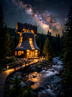 Liberty Bell Night Cabin by the Milky Way