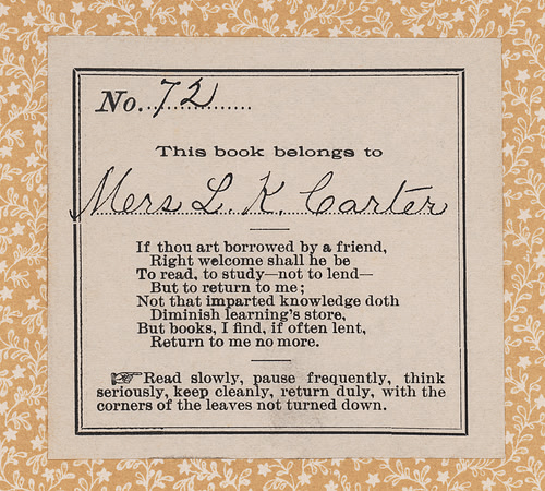 Mers L. K. Carter's Vintage Bookplate