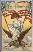 Vintage Columbia Postcard - Patriotic Greetings