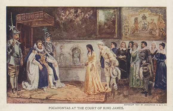 Vintage Postcard - Pocahontas at the Court of King James.