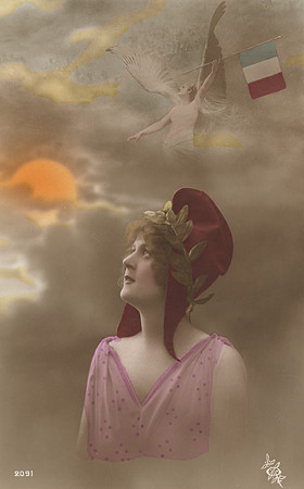 Vintage Postcard - French Woman with Phrygian Cap