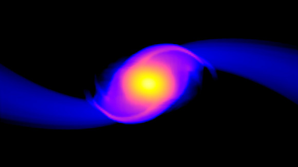 Supercomputer Simulation Frame of a Star Distorted by a Black Hole