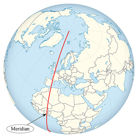 Prime Meridian at 0° Longitude