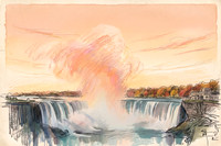 Watercolor Sketch Wash of Horseshoe Falls