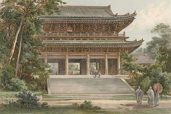 Vintage Image Plate - Japanese Temple