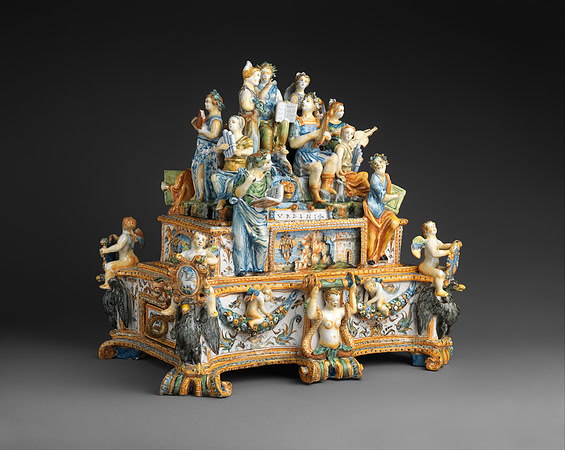 Inkstand with Apollo and the Muses (workshop of the Italian Patanazzi family, probably after Raphael, circa 1584)