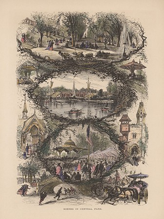 Vintage Color Image Plate - Scenes in Central Park.
