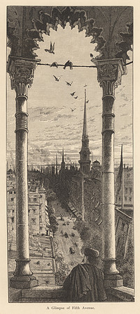 Vintage Illustration - A Glimpse of Fifth Avenue.