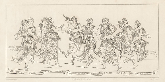Vintage Image Plate - Dance of Apollo and the Nine Muses