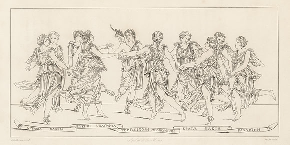 Vintage Image Plate - Dance of Apollo and the Nine Muses