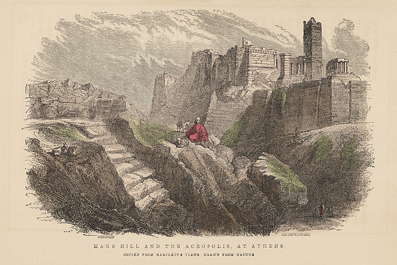 Vintage Image Plate - Mars Hill and the Acropolis, at Athens