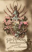 Vintage French WWI Postcard - Good Luck Charm & Affectionate Patriotism
