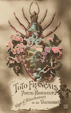 Vintage French WWI Postcard - Good Luck Charm & Affectionate Patriotism