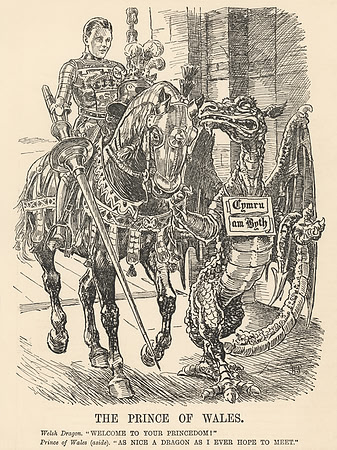 Vintage Cartoon - Prince of Wales and His Welcome Dragon
