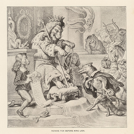 Vintage Image Plate - Reinike Fox before King Lion