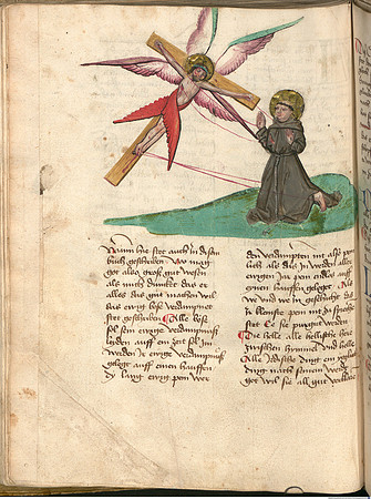 Book of the Holy Trinity (German) - Saint Francis Receives the Stigmata from a Winged Crucifix
