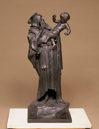 Merlin and Arthur (bronze sculpture by Sir William Goscombe circa 1902)