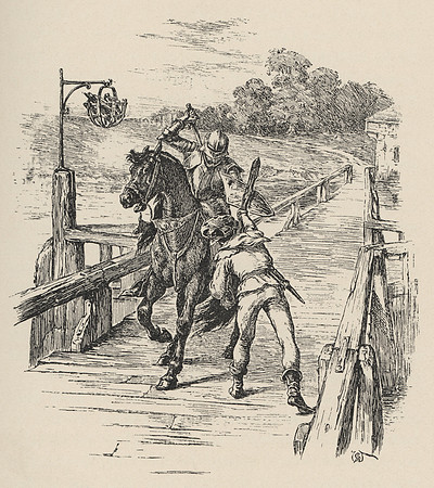 Vintage Illustration - Sir Lancelot confronts and kills the Castle churl