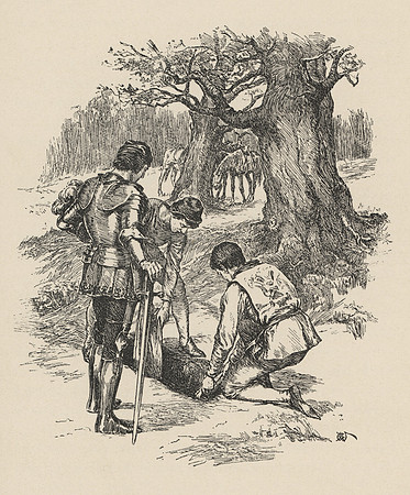 Vintage Illustration - Amant and his companions bury the body of Bersules