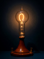 Thomas Edison's Glowing Incandescent Light Bulb
