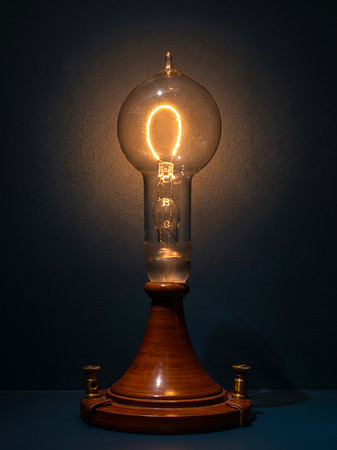 Thomas Edison's Glowing Incandescent Light Bulb