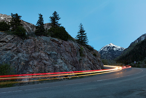Alpine Twilight Traffic Streaks