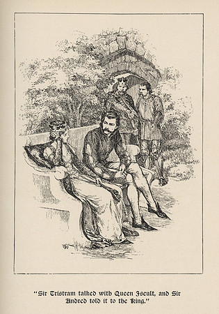 Vintage Illustration - "Sir Tristram talked with Queen Iseult, and Sir Andred told it to the King [Mark]."