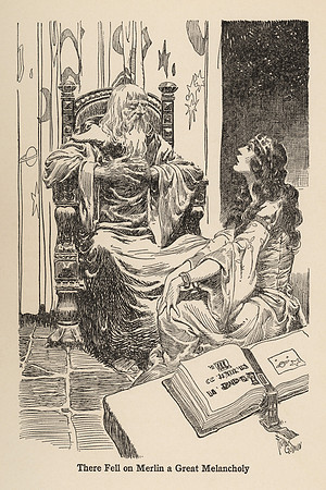Vintage Image Plate - There Fell on Merlin a Great Melancholy