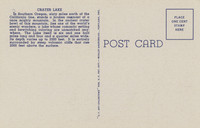 Vintage Postcard Back - Crater Lake (Oregon)