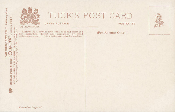 Vintage Postcard Back - Llanrwst (Wales)