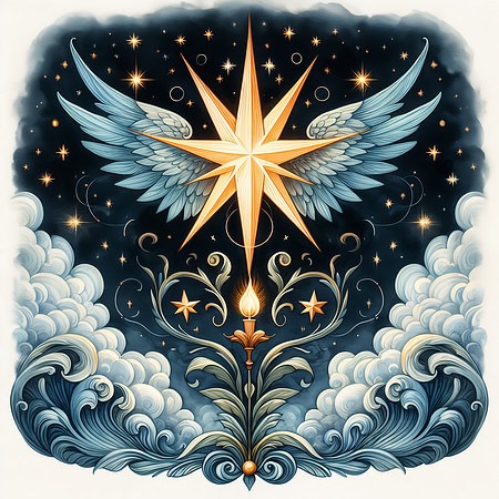 Watercolor Candle Wing Star